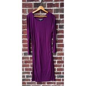 Vintage J. Peterman Plum Jersey Dress Size Womens Large